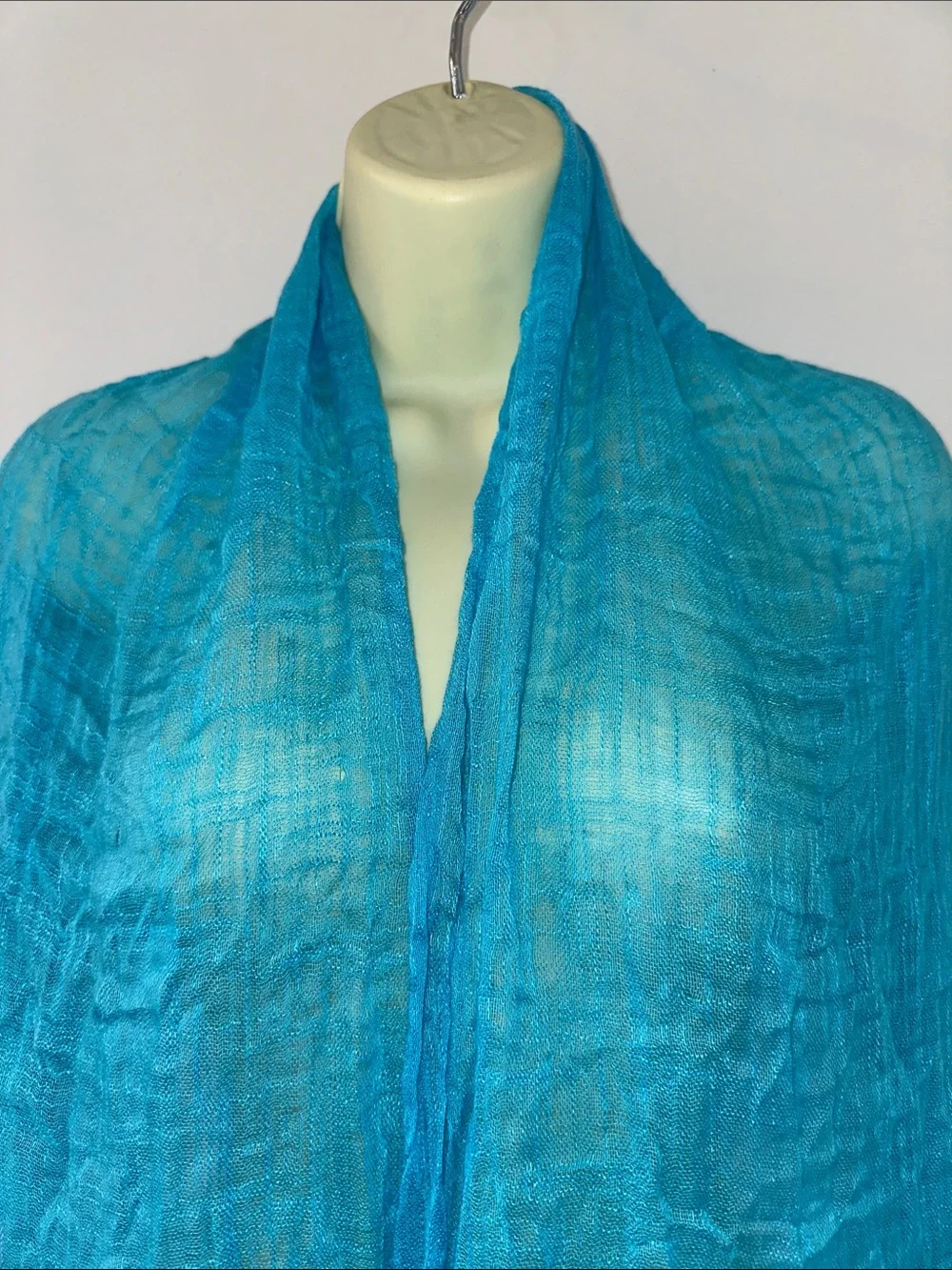 Lightweight‎ La Double 7, Inc Brand Turquoise Viscose Fringe Scarf